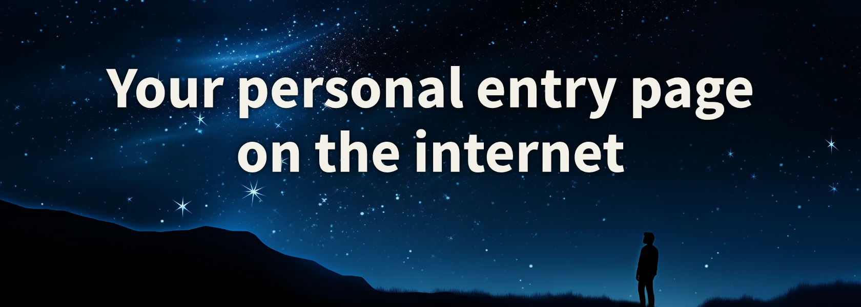 LandingBio personal entry page shown against a starry background